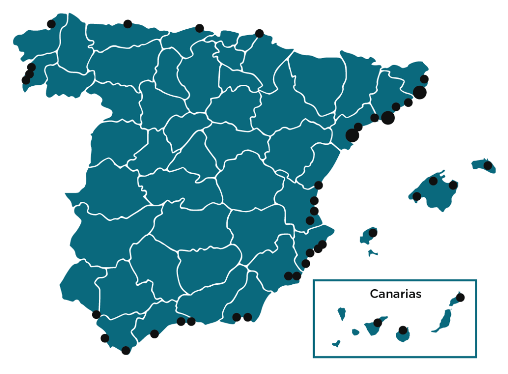 Mapa red de clientes España página empresa